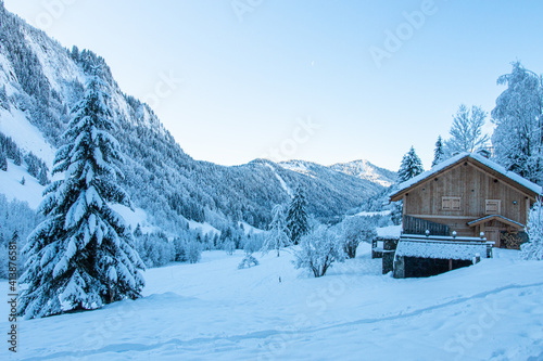 Mountain hut in the valley, Aravis, French Alps