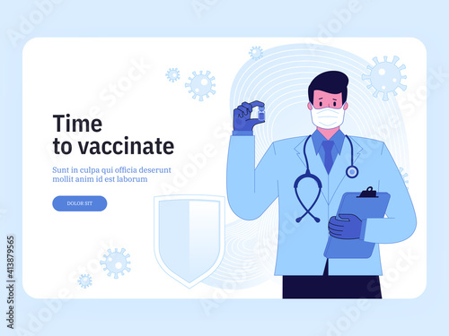 Vector landing page of Time to Vaccinate concept