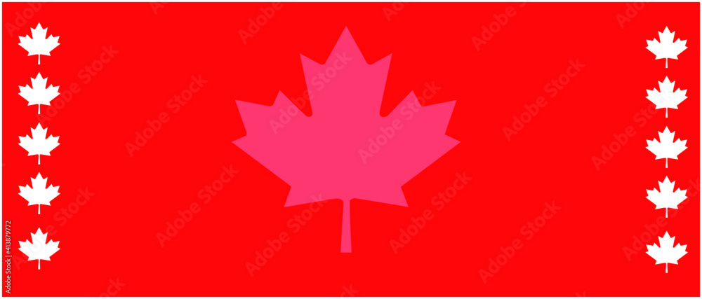 Obraz premium Canadian Flag Red Web Banner Background with Maple leaf boarders and faded center leaf. 