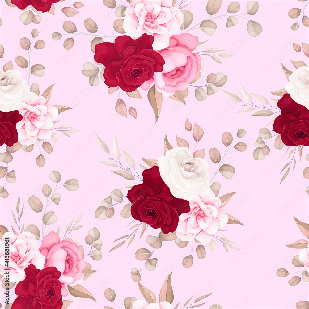 Elegant floral pattern with soft flowers