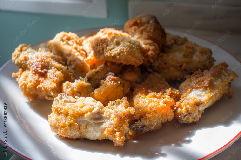 Fried bread covered chicken wings Fried bread covered chicken wings