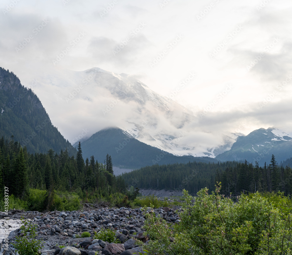 Epic cloudy Mt Rainier summer sunset Epic cloudy Mt Rainier summer sunset