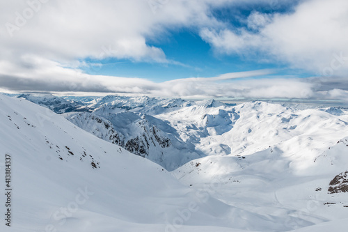 Panorama of mountains in the Beaufortain, French Alps, France