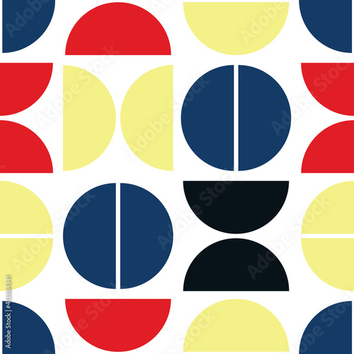 Seamless pattern with geometric shapes. Semicircle on a white background