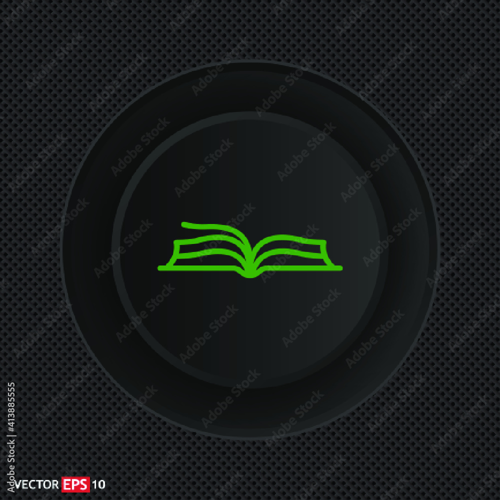 Book sign. Single line icon on black background Book sign. Single line icon on black background