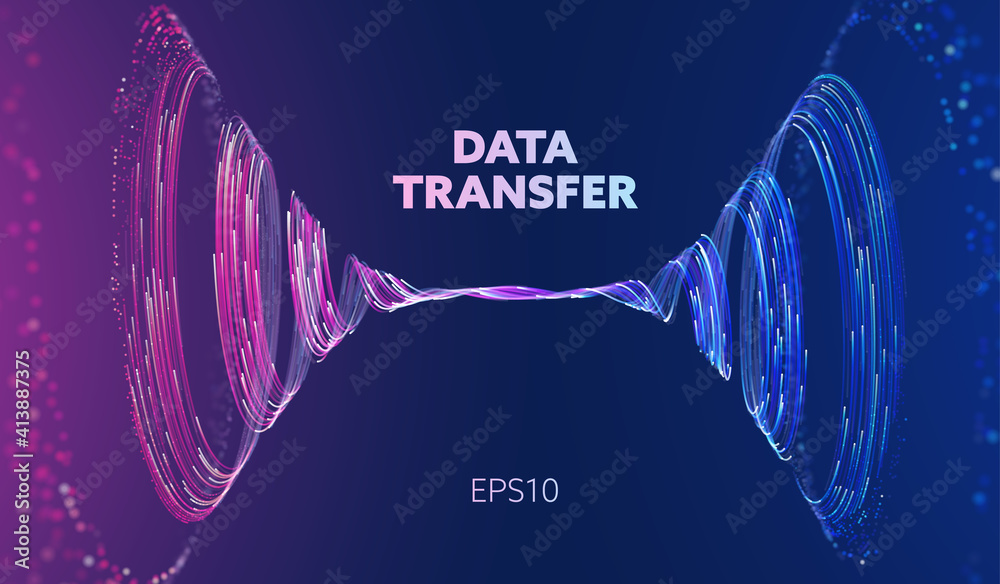 Abstract data transfer vortex. Futuristic digital technology. Vortex data concept. Spiral motion