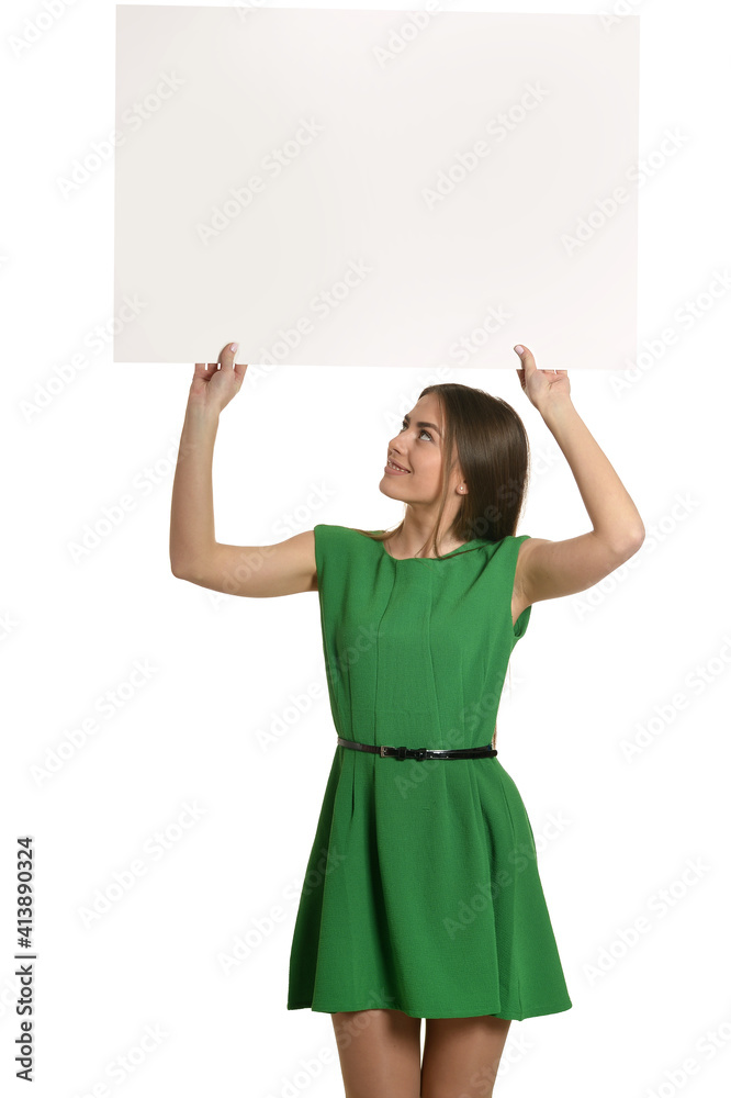 Beautiful woman with banner Beautiful woman with banner