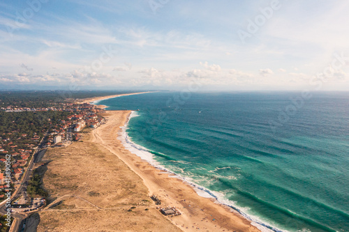 Aerial view of Hossegor and its beaches, Landes, France