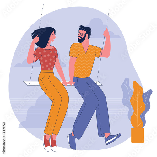 Romantic dating flat design vector concept.