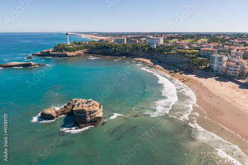 Foto Drone view, la grande plage and anglet, biarritz, pays basque, france