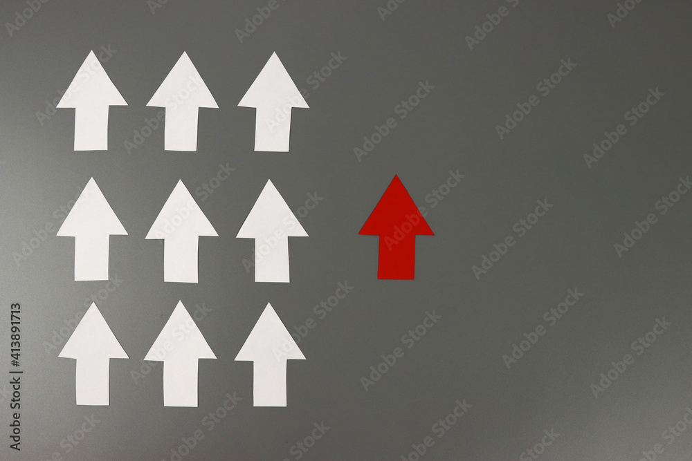 Leadership concept with red arrow leading Leadership concept with red arrow leading
