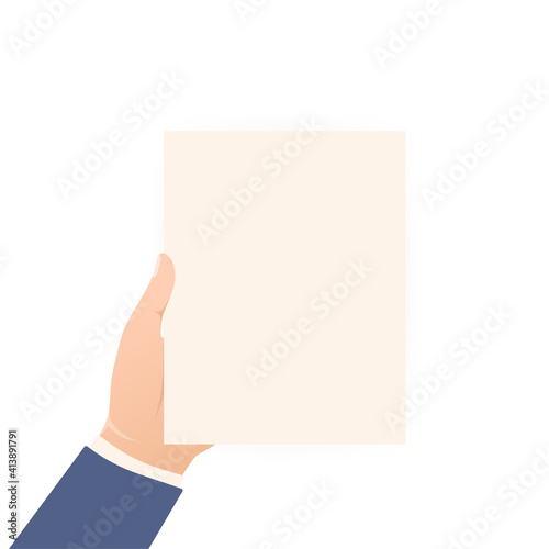 Hands with empty placard. Flat character. Vector flat design. Poster banner design. Female hand. Game sign.