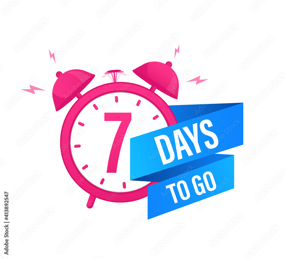 7 days to go in modern style. Special offer badge. Web design. Sale tag. Vector illustration. 7 days to go in modern style. Special offer badge. Web design. Sale tag. Vector illustration.