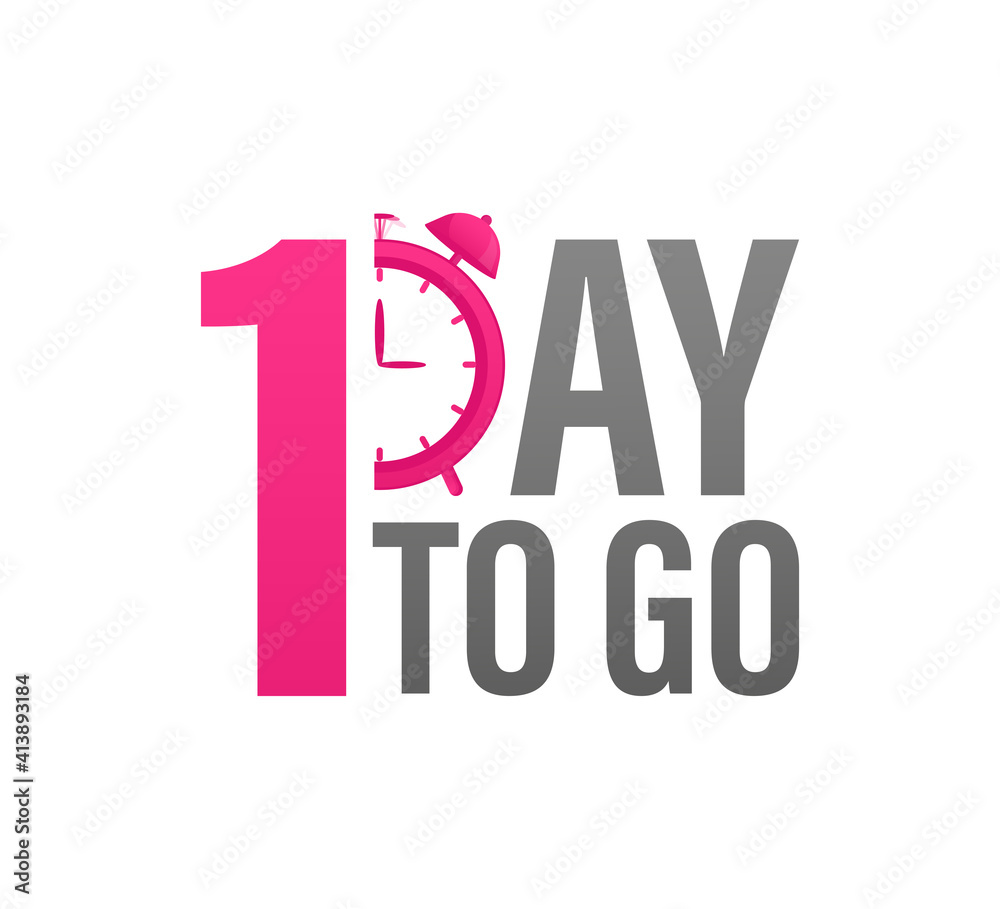 1 day to go in modern style. Special offer badge. Web design. Sale tag. Vector illustration. 1 day to go in modern style. Special offer badge. Web design. Sale tag. Vector illustration.