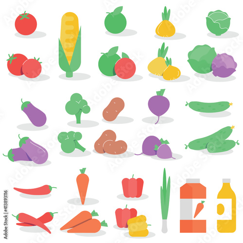 Flat design vegetable icon set