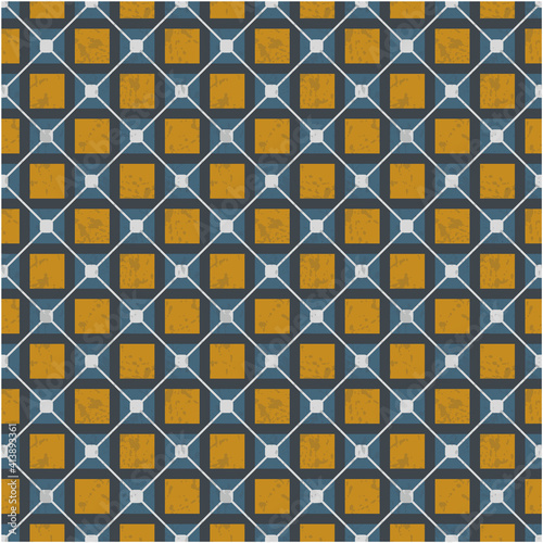 seamless pattern of symmetrical squares in two colors with a shabby effect