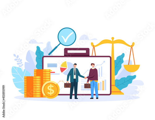 Broker banker finance management customer concept. Vector flat graphic design illustration
