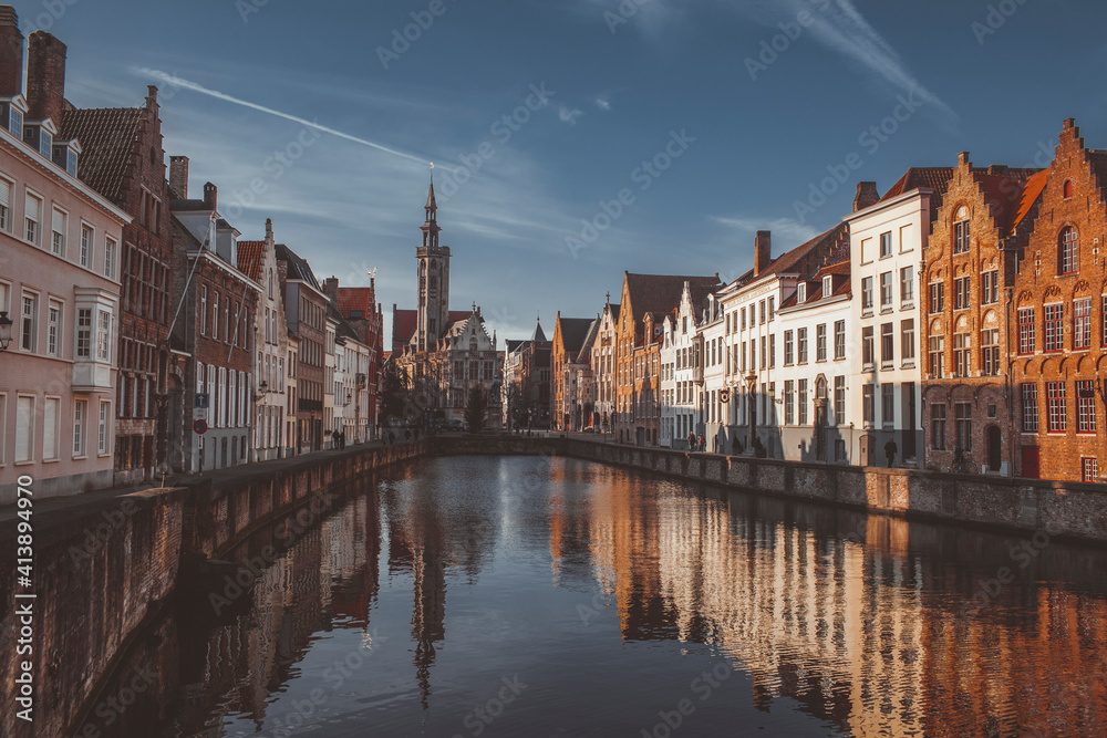 River amidst buildings in city against sky River amidst buildings in city against sky