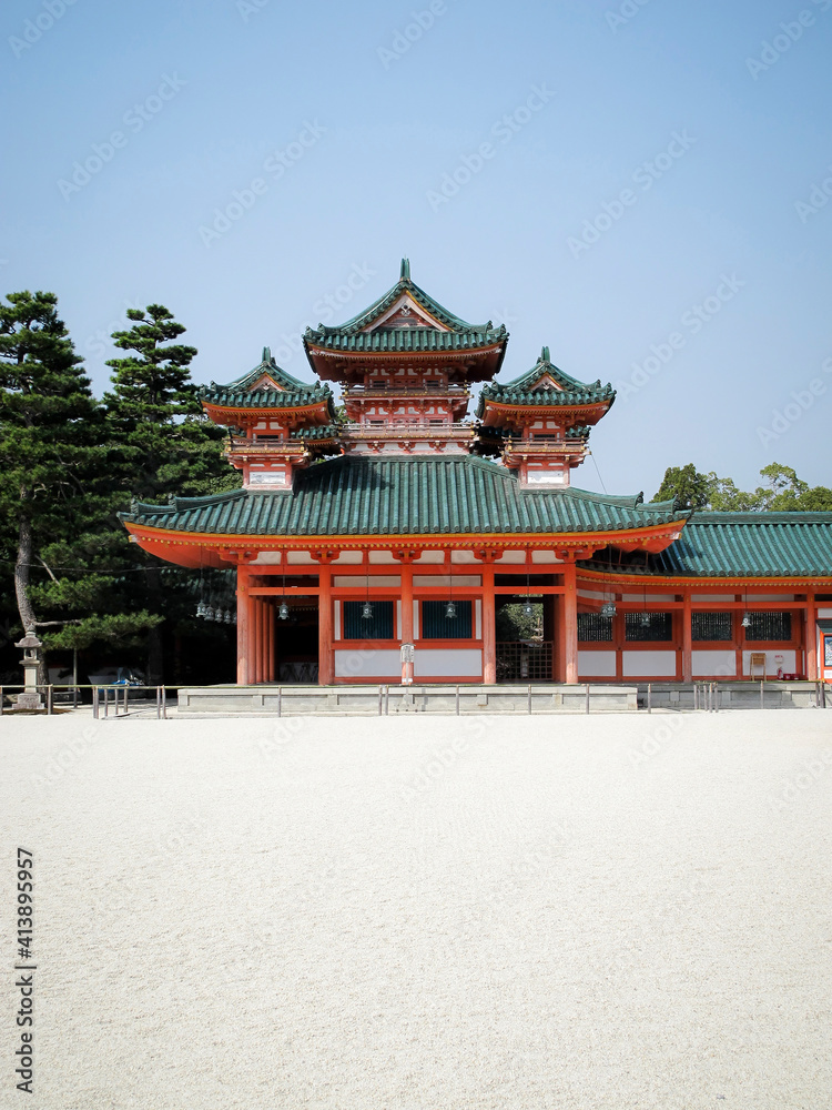 Heian Jingu Shrine against clear sky Heian Jingu Shrine against clear sky