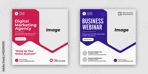 Digital marketing business webinar conference banner, corporate social media post, social media banner template