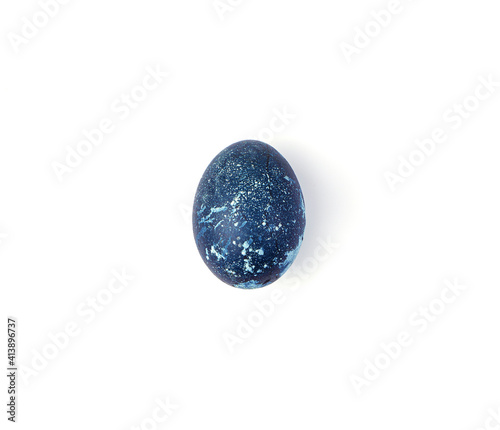 The egg is a marble-blue color on a white background. A concept for your design.