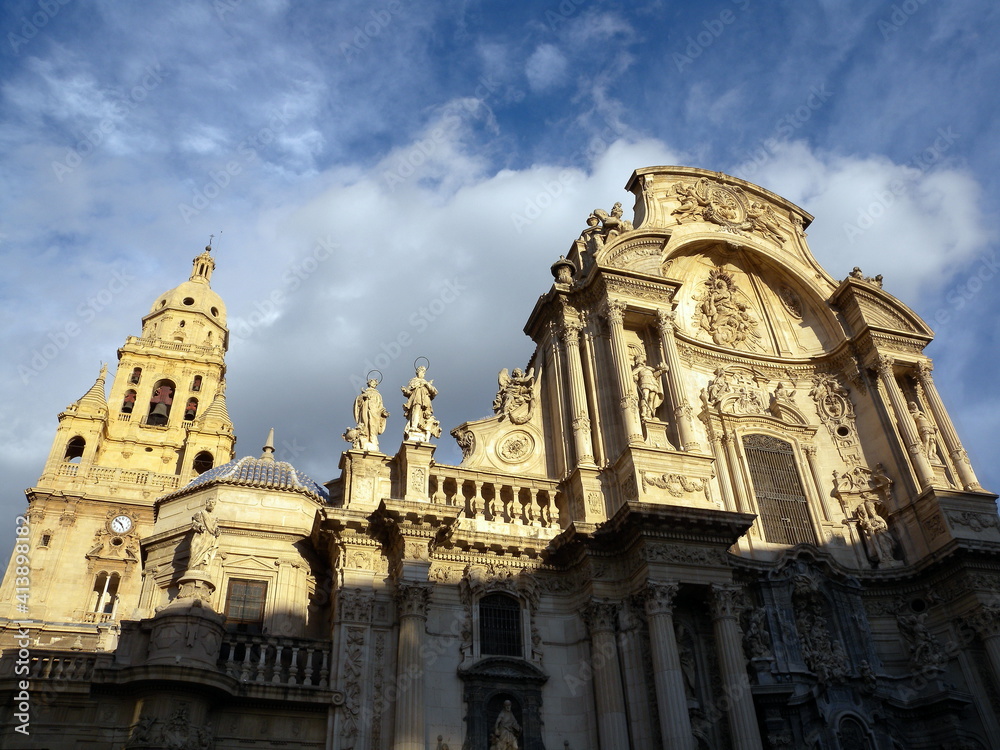 main façade of the cathedral of murcia. spain.