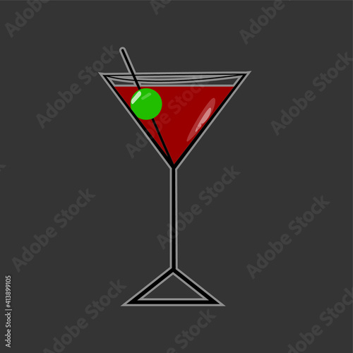 glass with red and green olives