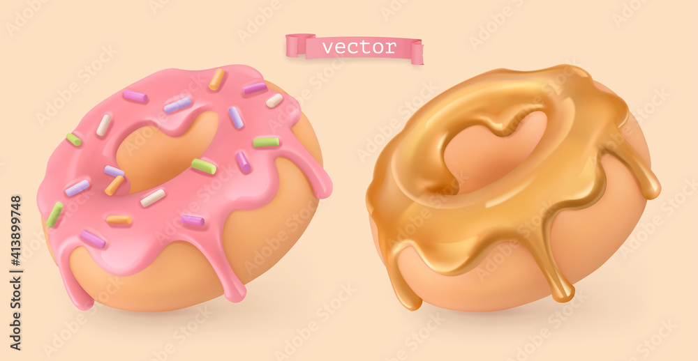 Donut. 3d vector realistic objects