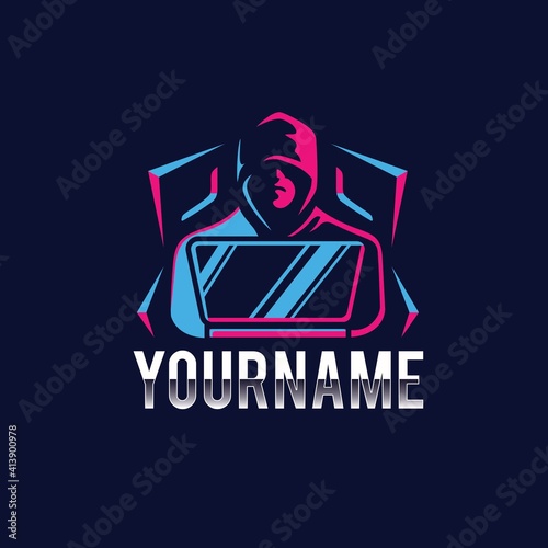 Hacker/programmer Concept logo design 