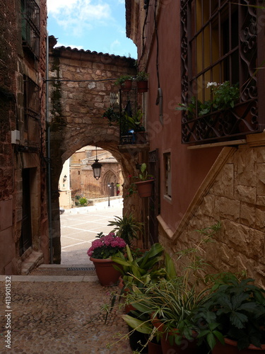 beautiful arch of the manchego village of alcaraz photo