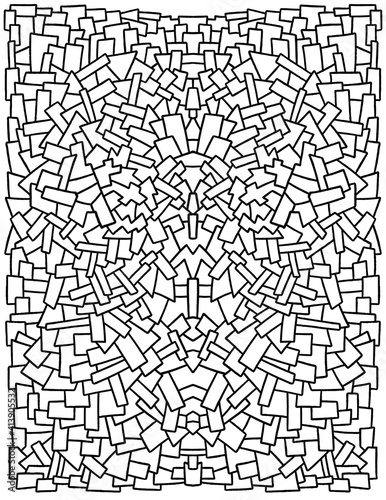 Abstract black and white coloring illustration - fancy symmetrical mosaic © Adam Bialek
