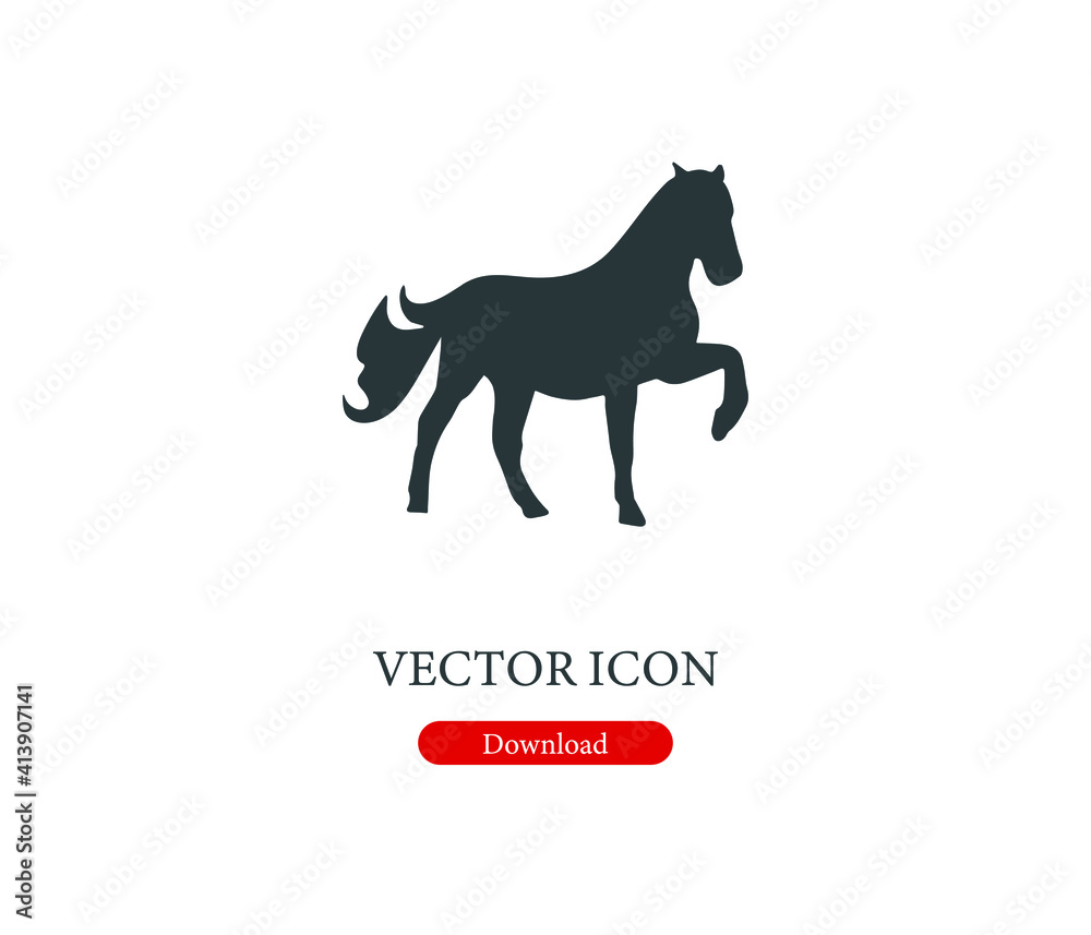 horse vector icon.  Editable stroke. Linear symbol for use on web design and mobile apps, logo. Symbol illustration. Pixel vector graphics - Vector