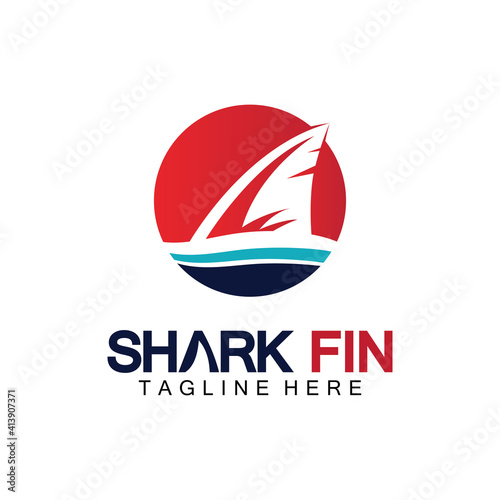 Shark fin logo vector illustration design template.Shark Logo Template-Vector illustration