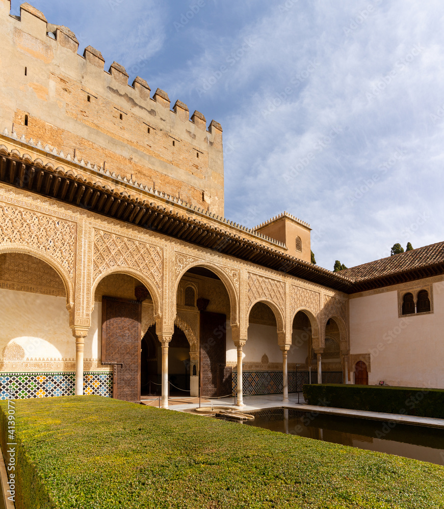 the Patio de Arrayanes in the Nazaries Palace in the Alhambra in Granada