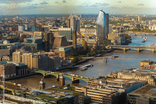 Thames river with blackfriars, london bridge and view of london city