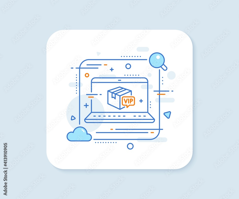 Vip parcel line icon. Abstract vector button. Very important person sign. Member club delivery symbol. Vip parcel line icon. Laptop concept badge. Vector Vip parcel line icon. Abstract vector button. Very important person sign. Member club delivery symbol. Vip parcel line icon. Laptop concept badge. Vector
