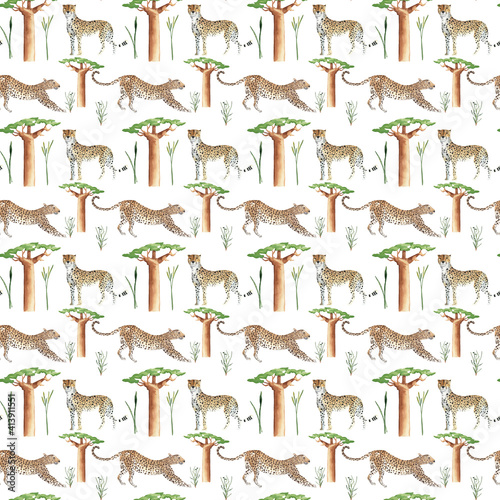 Photography Wild cats seamless pattern