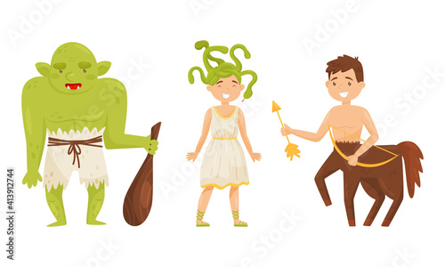 Gorgon and entaur as Mythological and Fairy Creature Vector Set