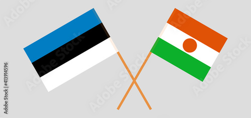 Crossed flags of Estonia and the Niger. Official colors photo