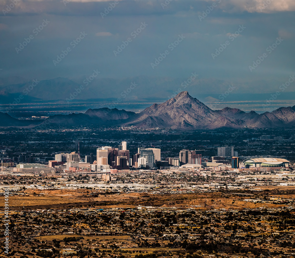 A view of Downtown Phoenix Arizona from the Alta Trail on South Mountain
