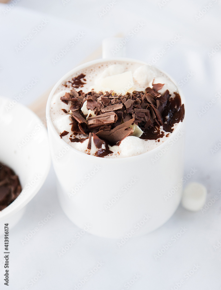 Hot chocolate drink with whipped cream and shaved chocolate... Hot chocolate drink with whipped cream and shaved chocolate...