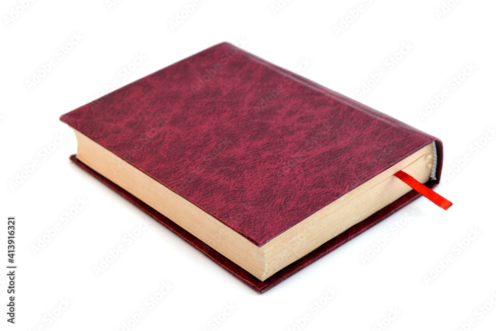 Book of burgundy color on a white background. Book of burgundy color on a white background.