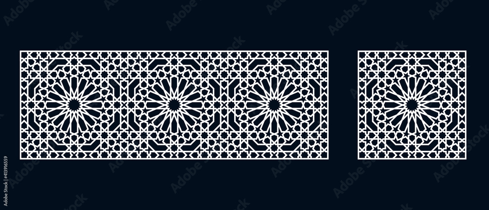 Set of templates of Islamic pattern for laser cutting or paper cut. Vector illustration. Set of templates of Islamic pattern for laser cutting or paper cut. Vector illustration.
