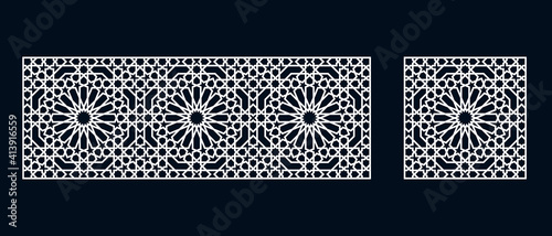 Set of templates of Islamic pattern for laser cutting or paper cut. Vector illustration.