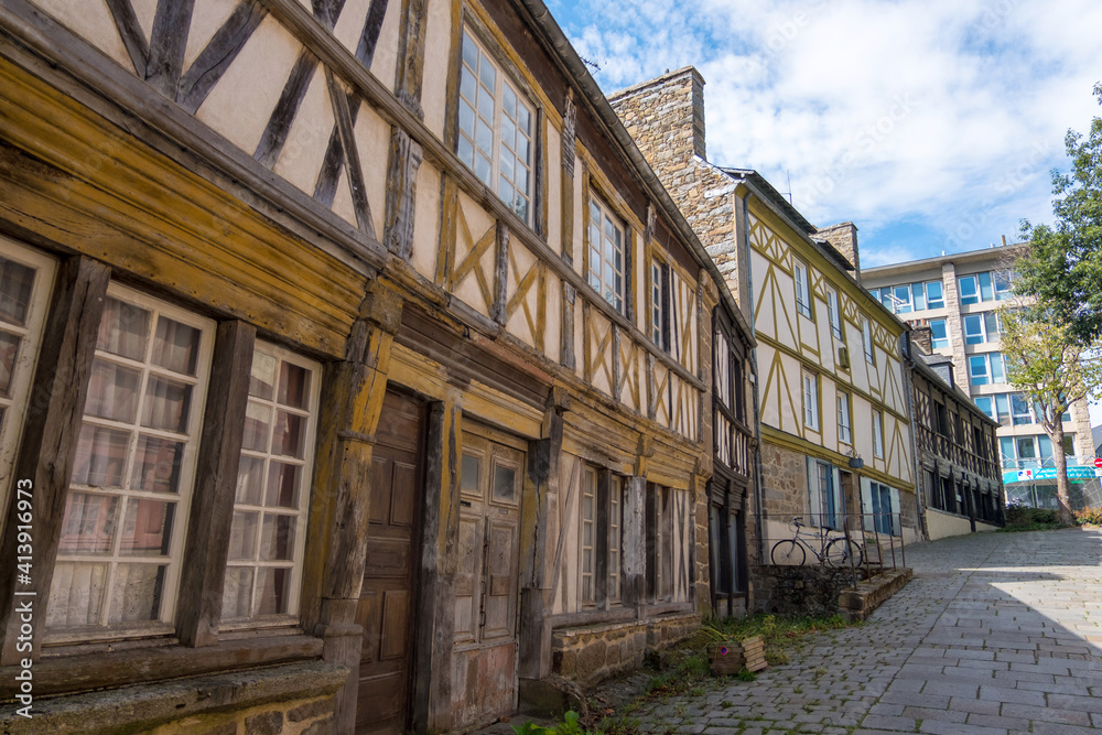 Half-timbered houses in the city Saint-Brieuc, Brittany, France