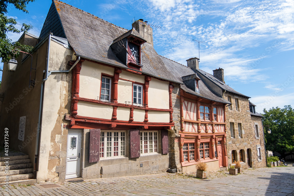 Facade of fachwerk house, Saint-Brieuc, Brittany, France