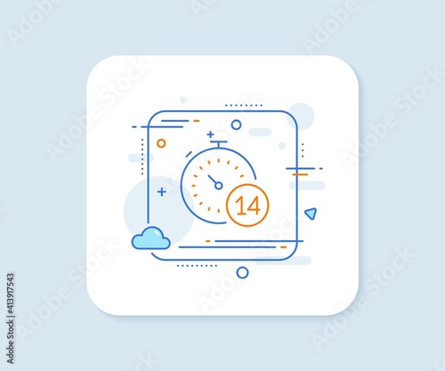 Quarantine timer line icon. Abstract square vector button. Coronavirus incubation period sign. Self-isolation symbol. Quarantine line icon. Quality concept badge. Vector