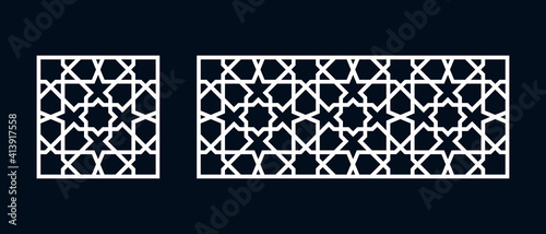 Set of templates of Islamic pattern for laser cutting or paper cut. Vector illustration.