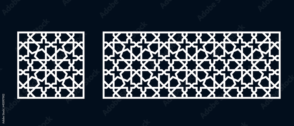 Set of templates of Islamic pattern for laser cutting or paper cut. Vector illustration. Set of templates of Islamic pattern for laser cutting or paper cut. Vector illustration.