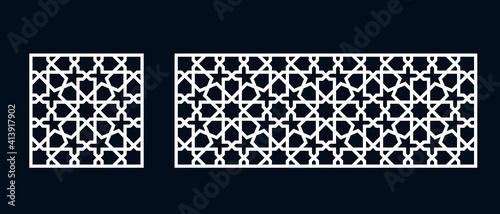 Set of templates of Islamic pattern for laser cutting or paper cut. Vector illustration.